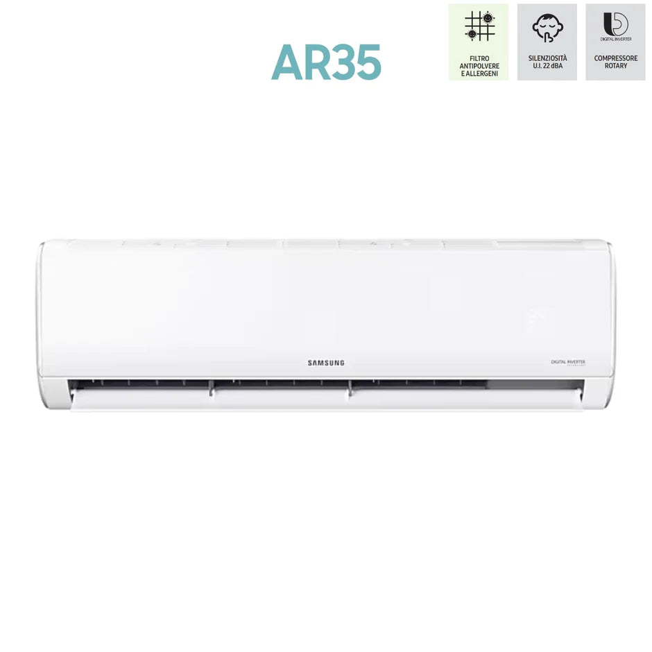 Samsung AR35 air conditioning (Model: AR09TXFYAWKNEU) Cooling: 2.6kW Heating: 2.9kW Sound pressure level dB(A) (min-max): 28-36